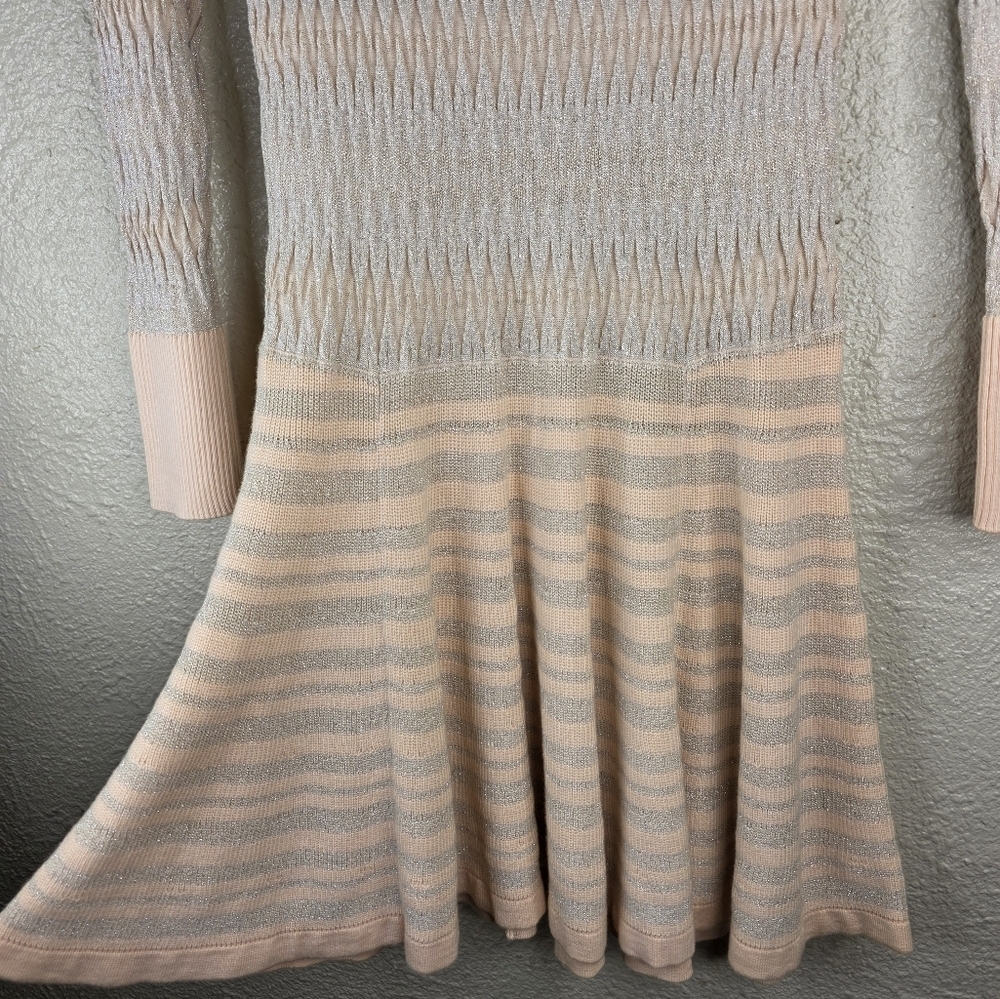 Y2k Victoria Secrets Drop Waist Knit Long Sleeve Light Pink Gray Dress Size M - Picture 7 of 15